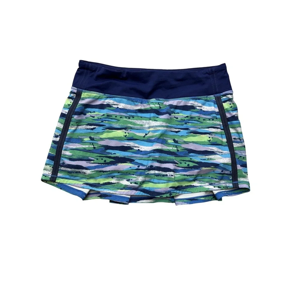 Lululemon Womens Skort Size 6 Multicolor Blue Green Abstract‎ Stripe Shorts